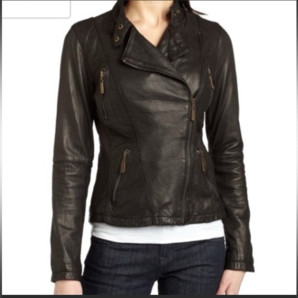 Like New MICHAEL Michael Kors Asymmetrical Motocycle Leather Jacket